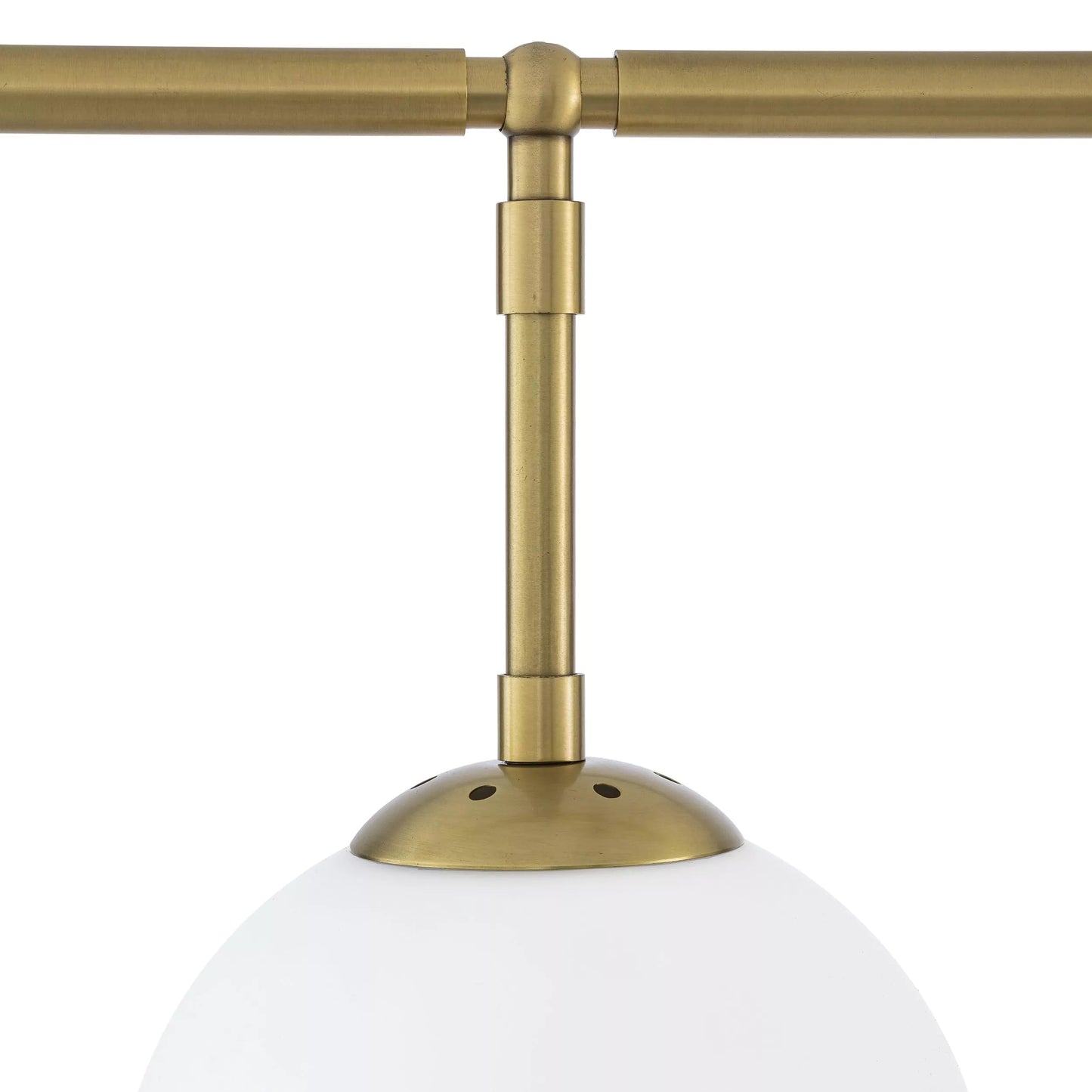 Tara Modern Brass Chandelier - (Antique Brass Finish | White Glass)
