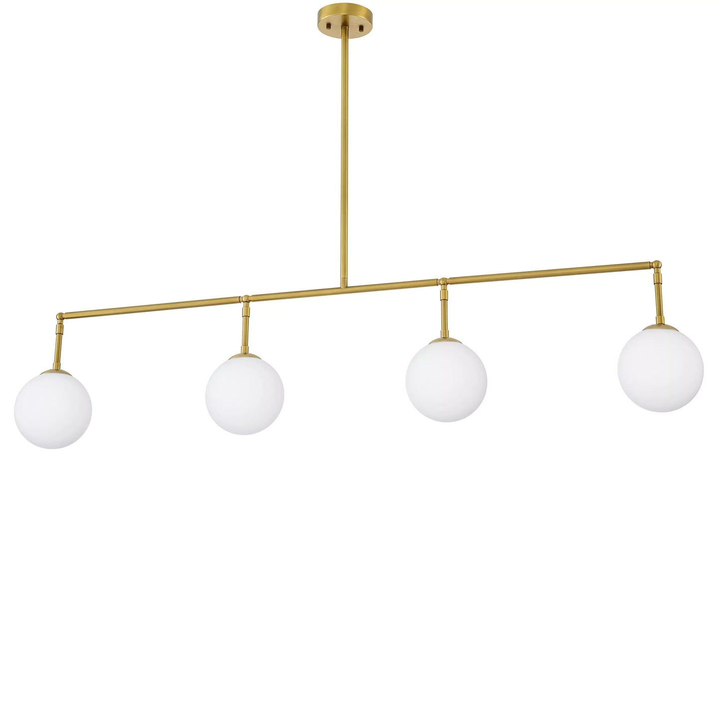 Tara Modern Brass Chandelier - (Antique Brass Finish | White Glass)
