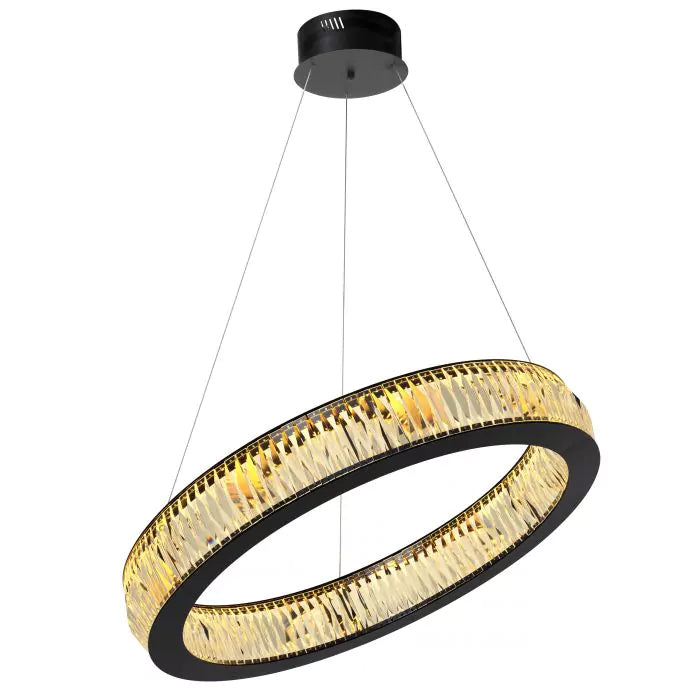 Vancouver L Modern Chandelier (Black Finish & Glass)