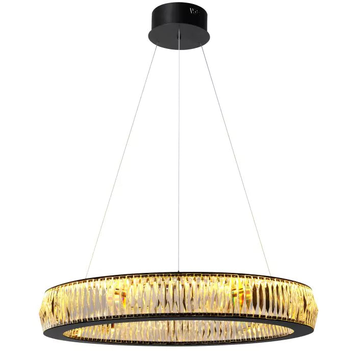 Vancouver L Modern Chandelier (Black Finish & Glass)