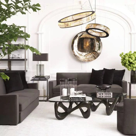 Vancouver L Modern Chandelier (Black Finish & Glass)