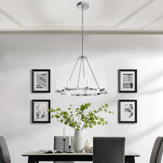 Victory 8 Light Chandelier //  Chrome