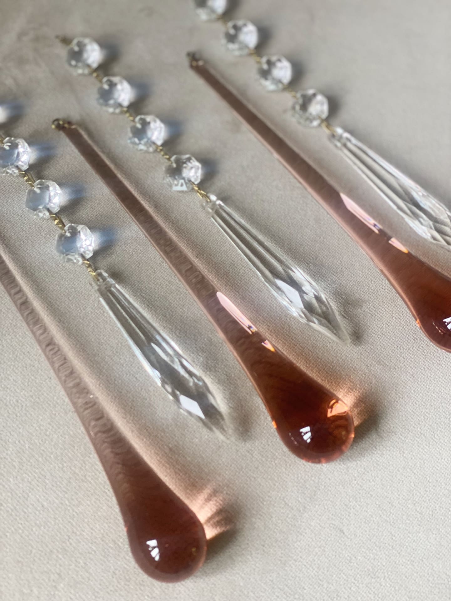 Vintage – Murano Teardrops Chandelier – 70s – Pink prisms