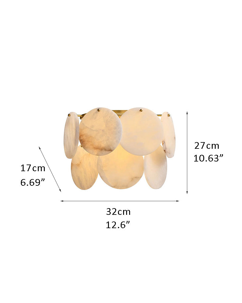 Spanish Alabaster Shell Marble Flush Mount wall sconce lamp in Brass