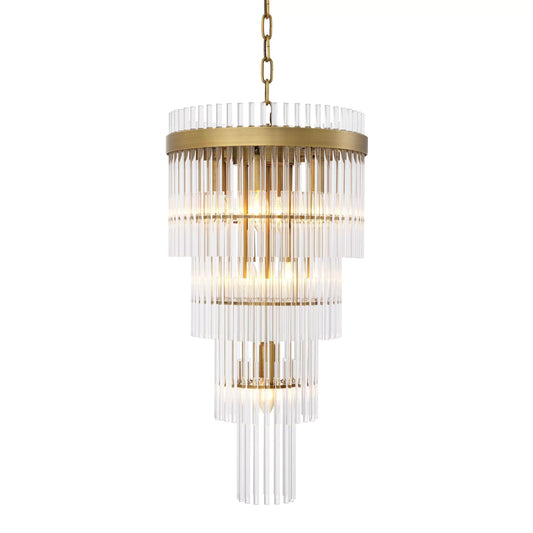 Yara S/L Modern Brass Chandelier (Antique Brass Finish/Clear Glass)