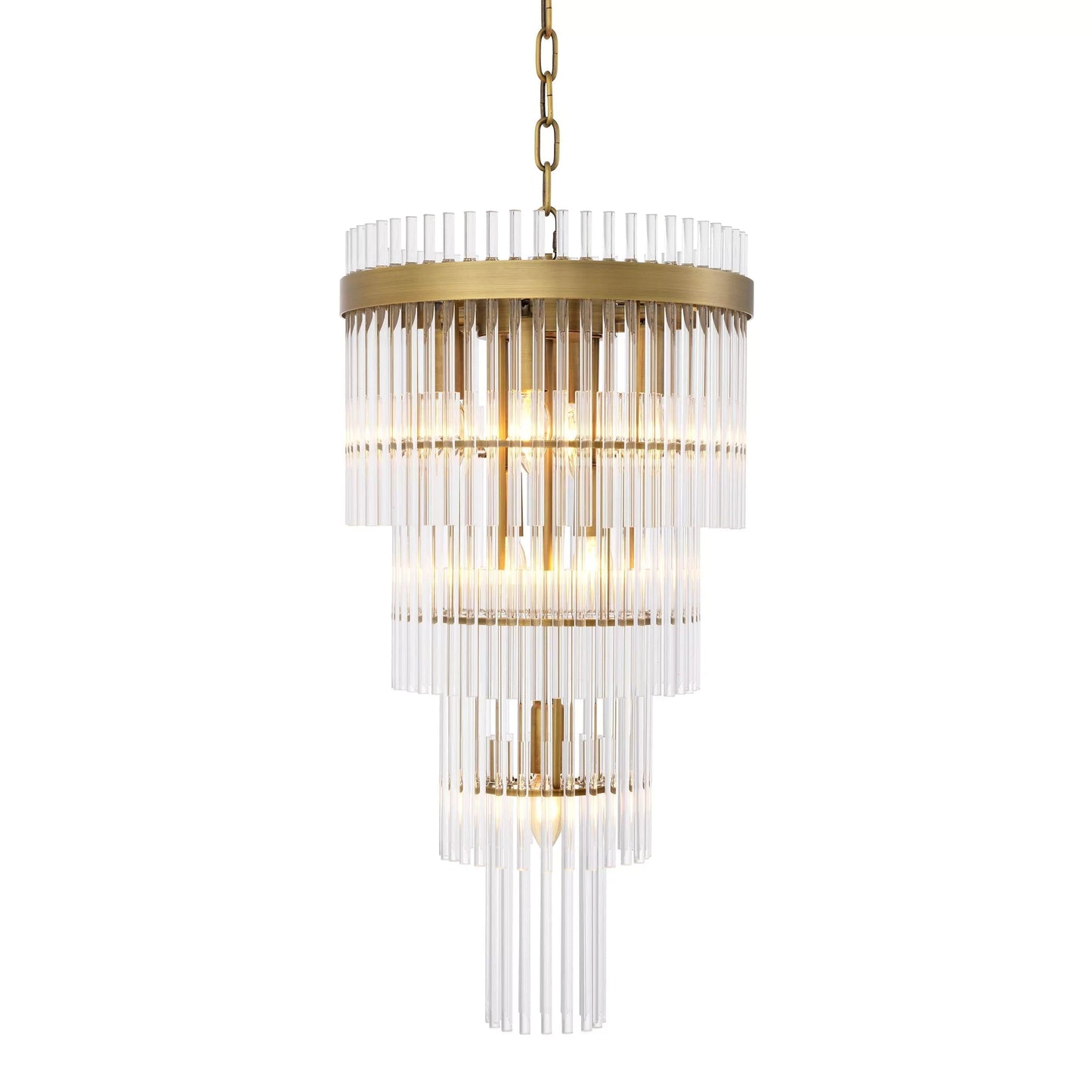 Yara S/L Modern Brass Chandelier (Antique Brass Finish/Clear Glass)