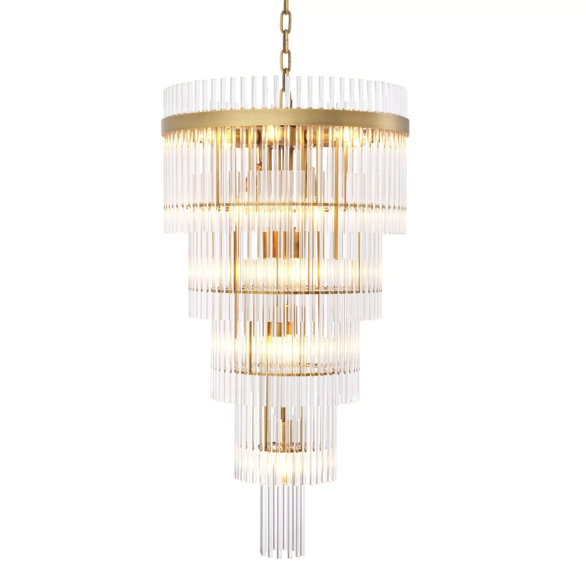 Yara S/L Modern Brass Chandelier (Antique Brass Finish/Clear Glass)
