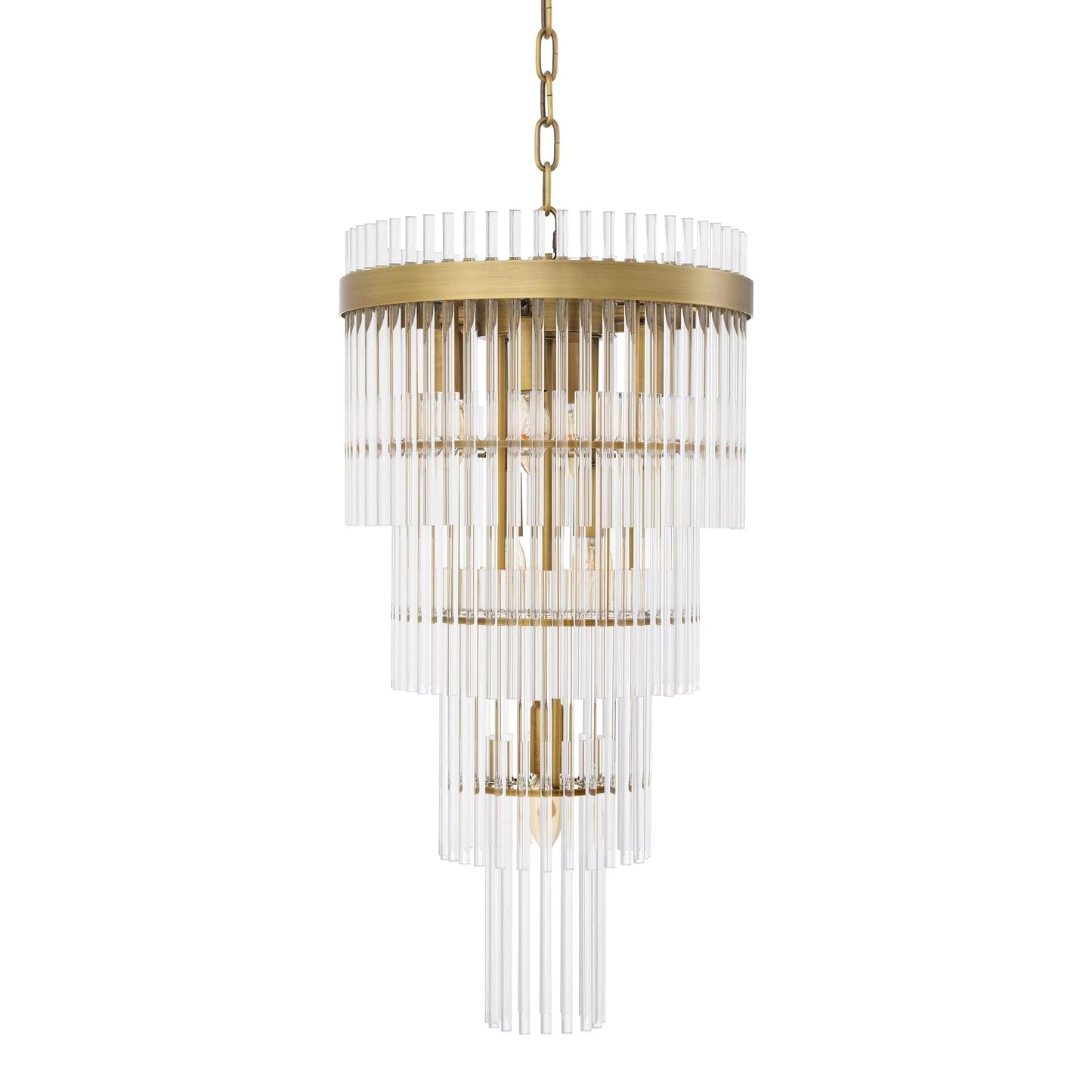 Yara S/L Modern Brass Chandelier (Antique Brass Finish/Clear Glass)