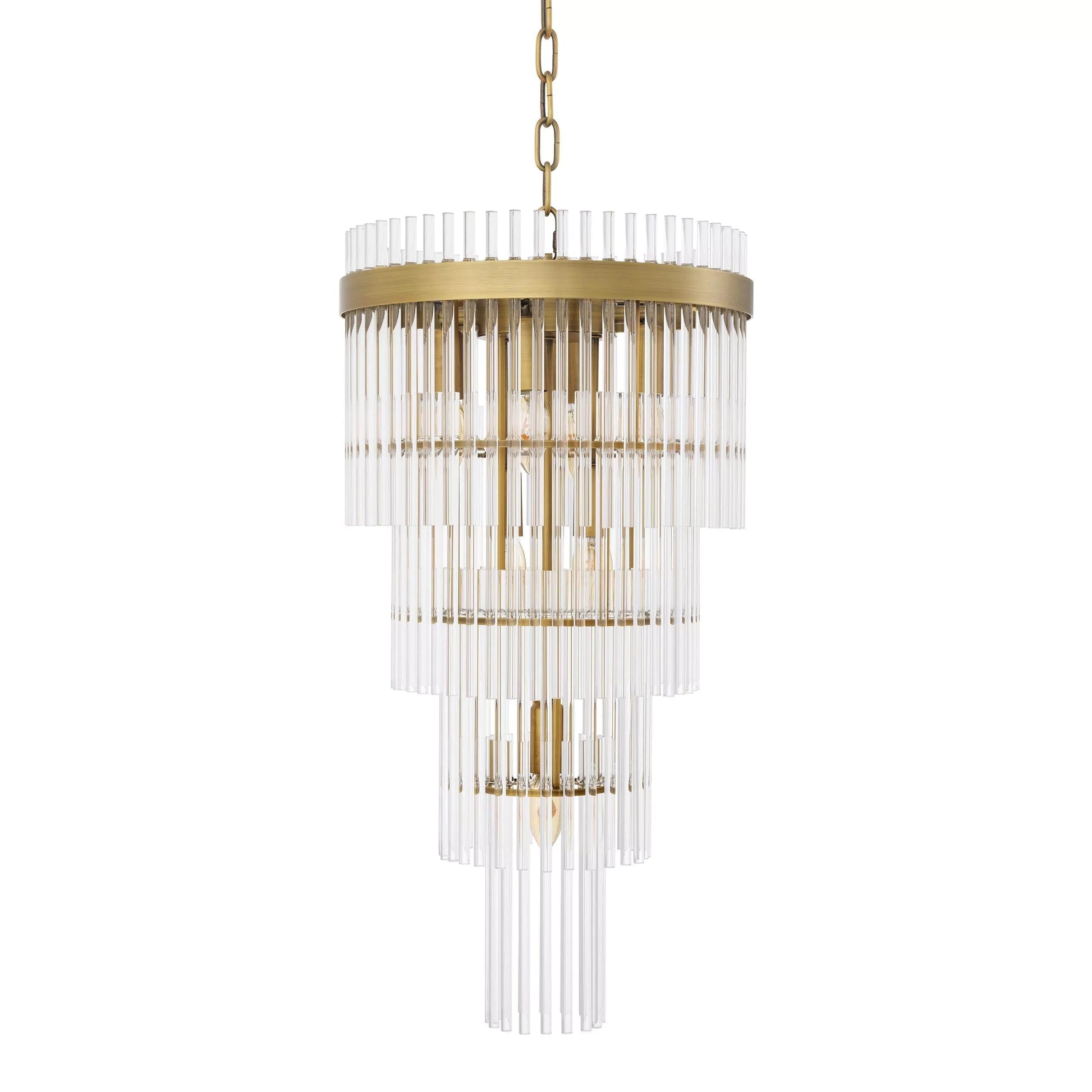 Yara S/L Modern Brass Chandelier (Antique Brass Finish/Clear Glass)