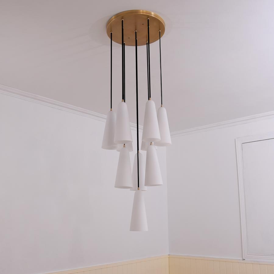 White Ceramics Round Chandelier 18",10-lights