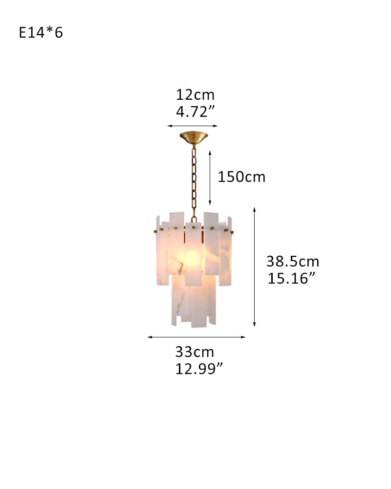 Tired Alabaster marble Cluster Chandelier 13" with adjustable chain
