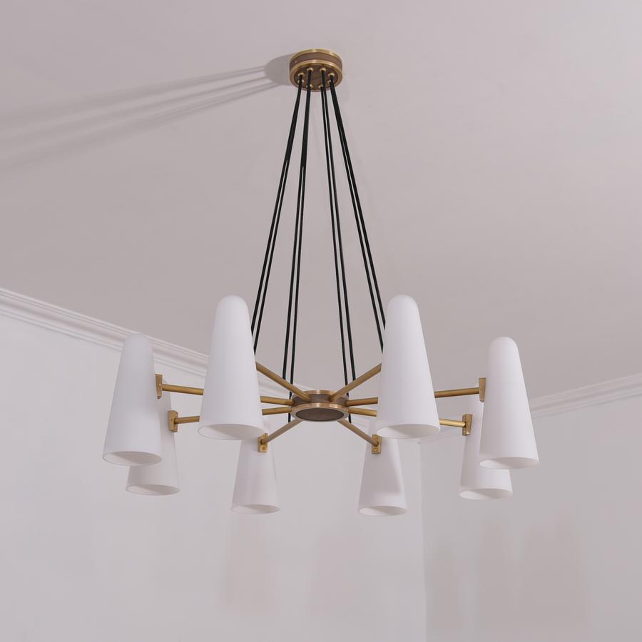 White Ceramics Round Chandelier 36", 8-lights