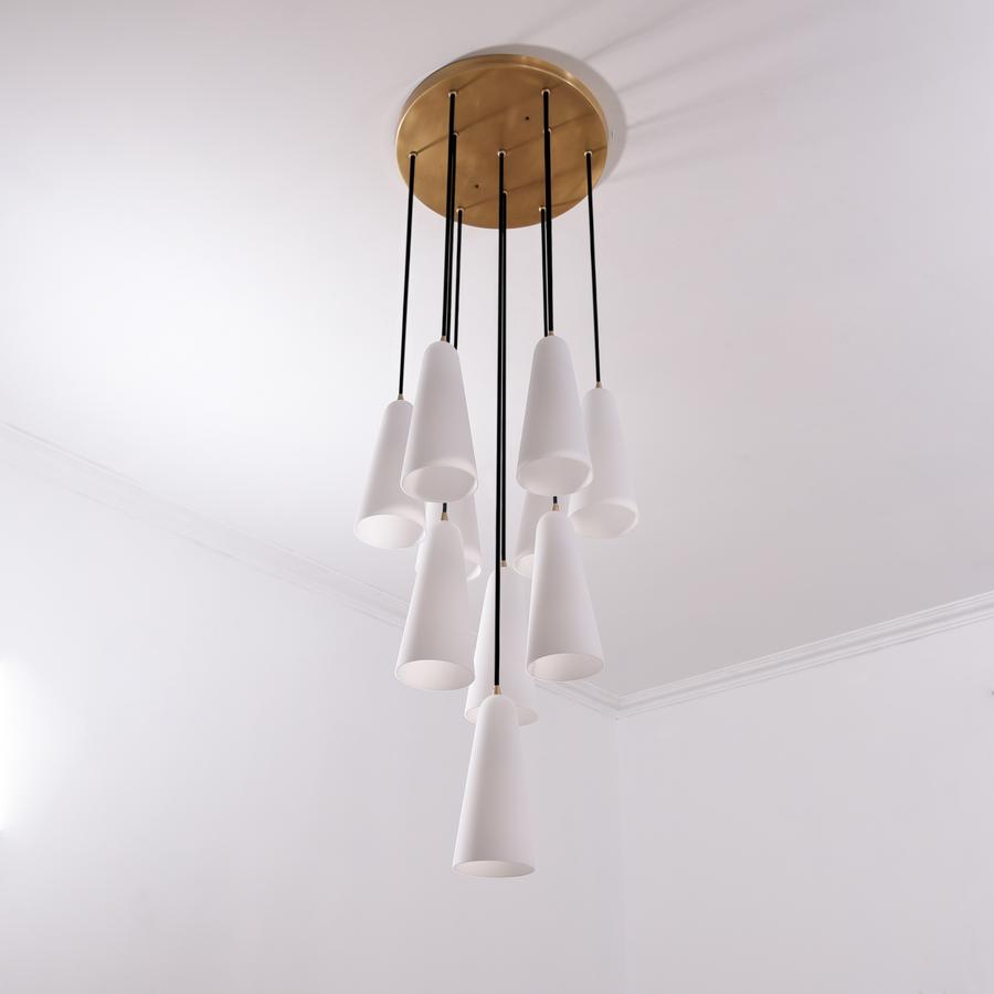 White Ceramics Round Chandelier 18",10-lights