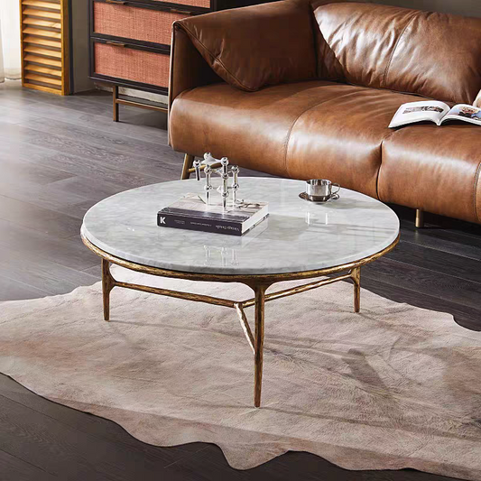 Thaddeus Marble Round Coffee Table 3 Legs 35"