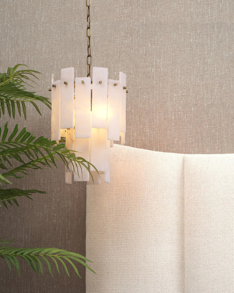 Tired Alabaster marble Cluster Chandelier 13" with adjustable chain