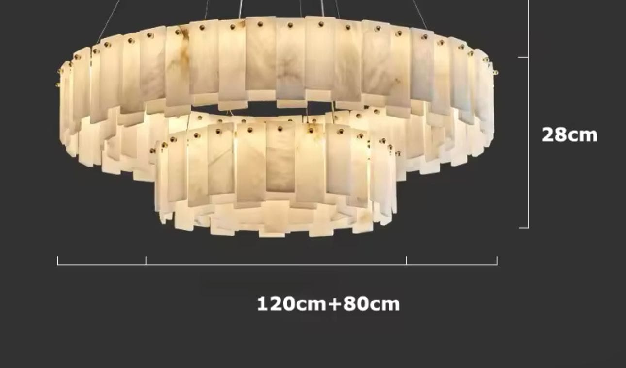 Double Round Alabaster Chandelier