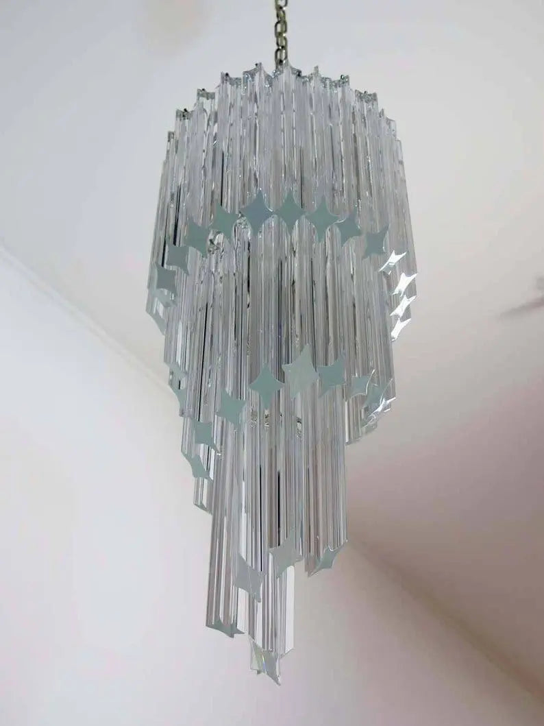 Murano Chandelier – Spiral – 54 prisms – Transparent