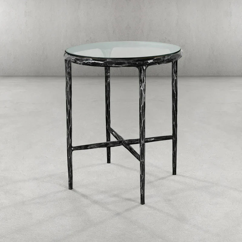 Thaddeus Glass Round Side Table 3 Leg 24"D