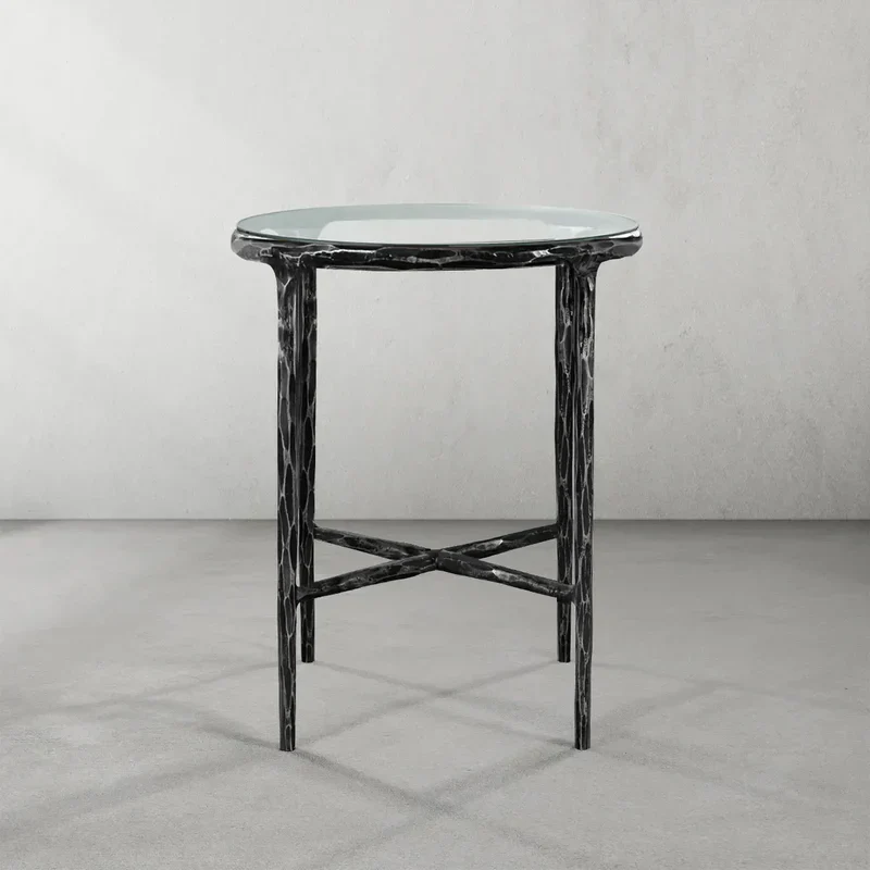 Thaddeus Glass Round Side Table 3 Leg 24"D