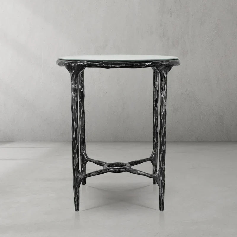 Thaddeus Glass Round Side Table 3 Leg 24"D