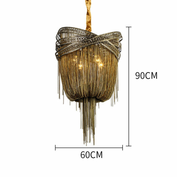 Stacking Rings Chain Tassel Pendant Chandelier