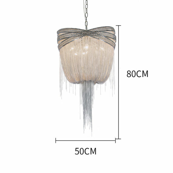 Stacking Rings Chain Tassel Pendant Chandelier