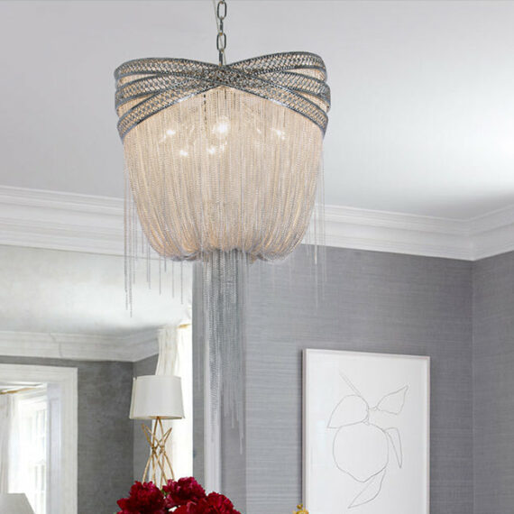 Stacking Rings Chain Tassel Pendant Chandelier