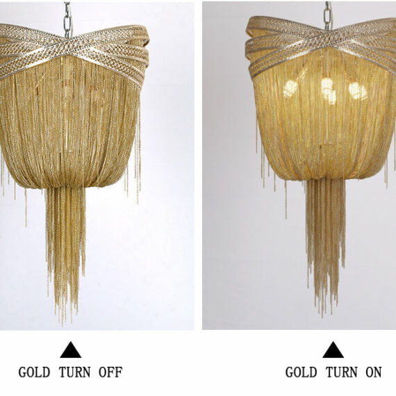 Stacking Rings Chain Tassel Pendant Chandelier