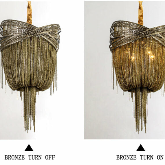 Stacking Rings Chain Tassel Pendant Chandelier