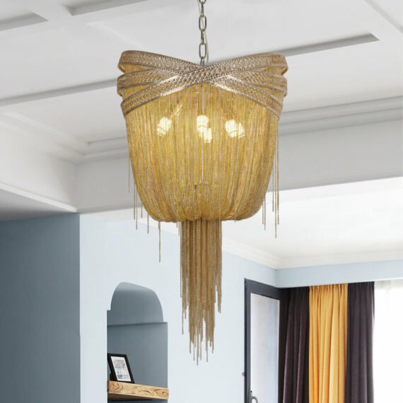 Stacking Rings Chain Tassel Pendant Chandelier