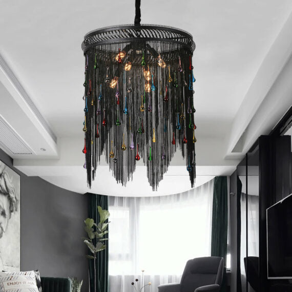 Black Chain Tassel Chandelier