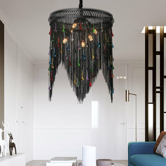 Black Chain Tassel Chandelier