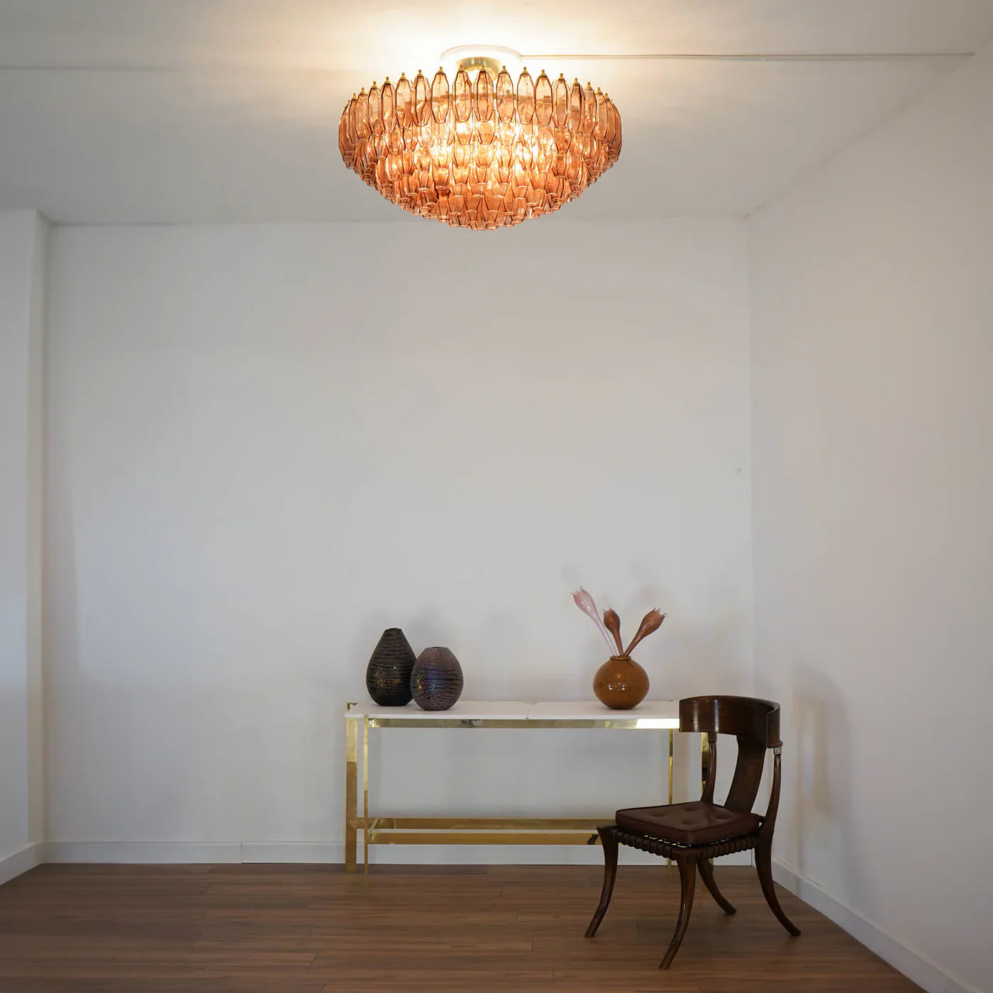 Prismatico Amethyst Glass Ceiling Lamp 35"