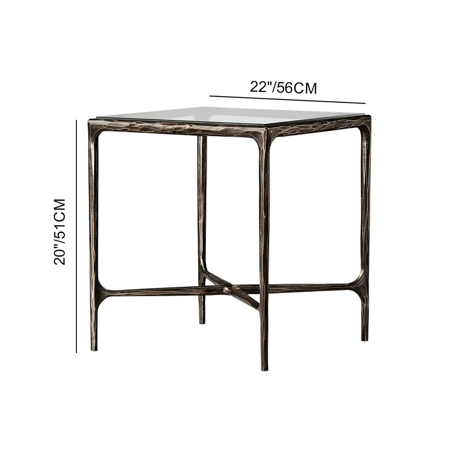 Thaddeus Glass Square Side Table 18" 22"