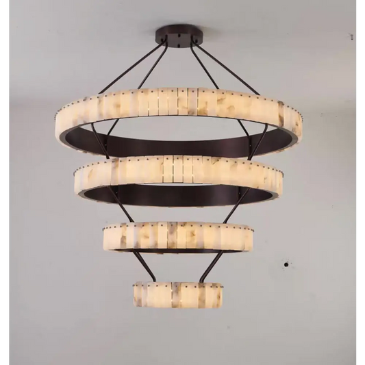 Tiered Alabaster Spiral Chandelier
