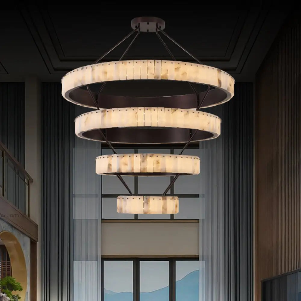 Tiered Alabaster Spiral Chandelier