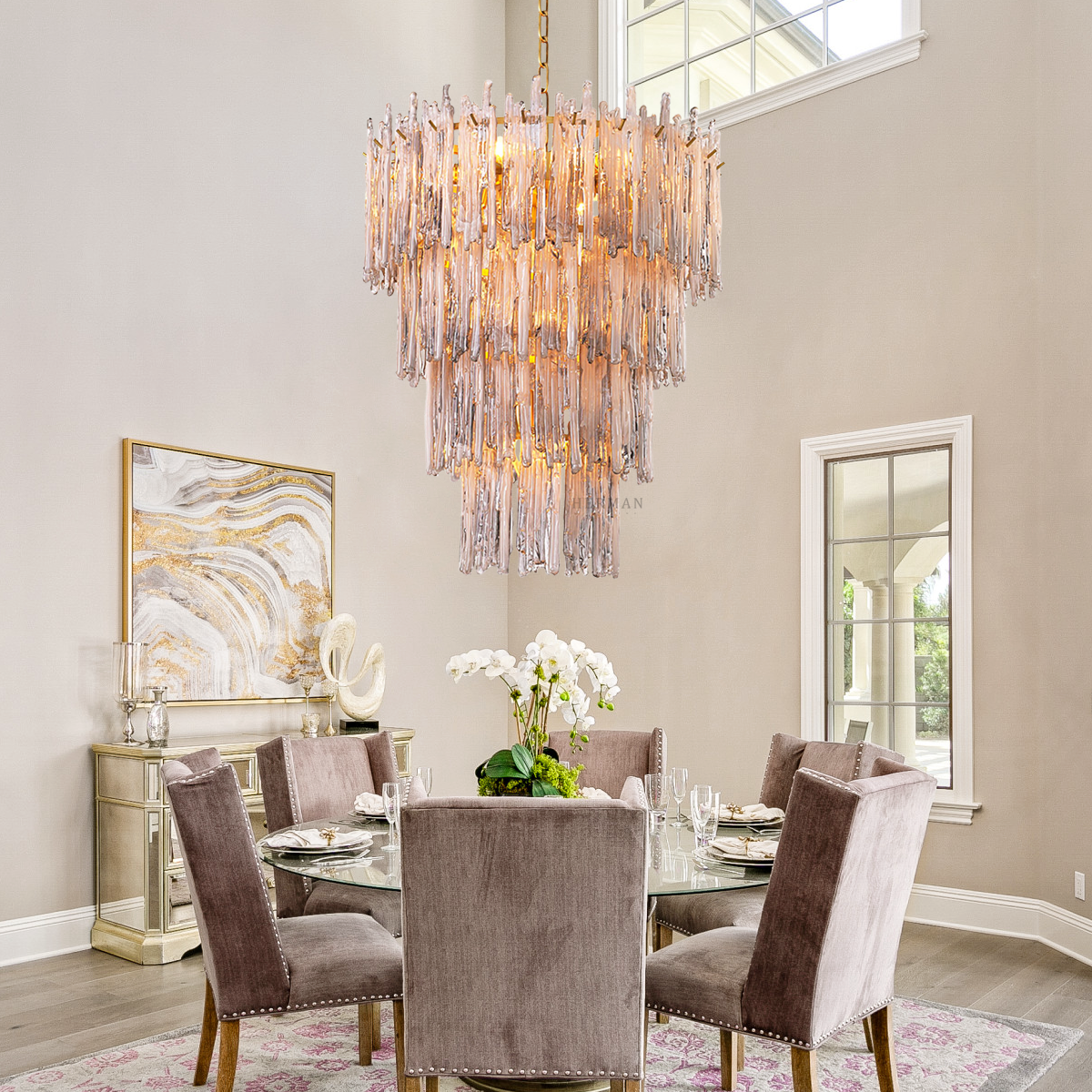 Saint Roch Modern Glass Chandelier [S/L] - [Brass & Glass]