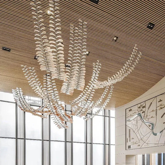 Nordic Style Hanging Light Luxury Hotel Lobby Hall Banquet Modern Led Custom Chandelier Lamp
