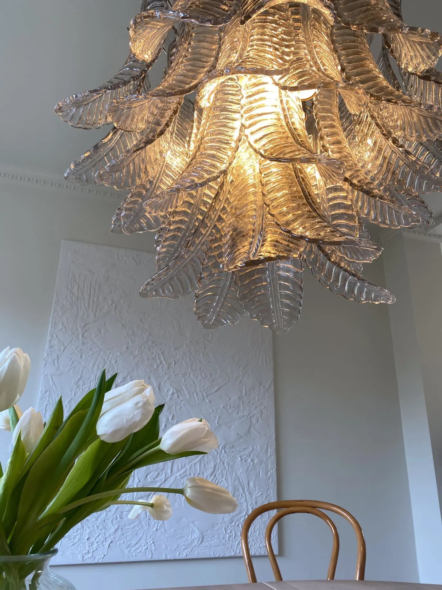 Murano Chandelier – 36 glass leaves – Smoked