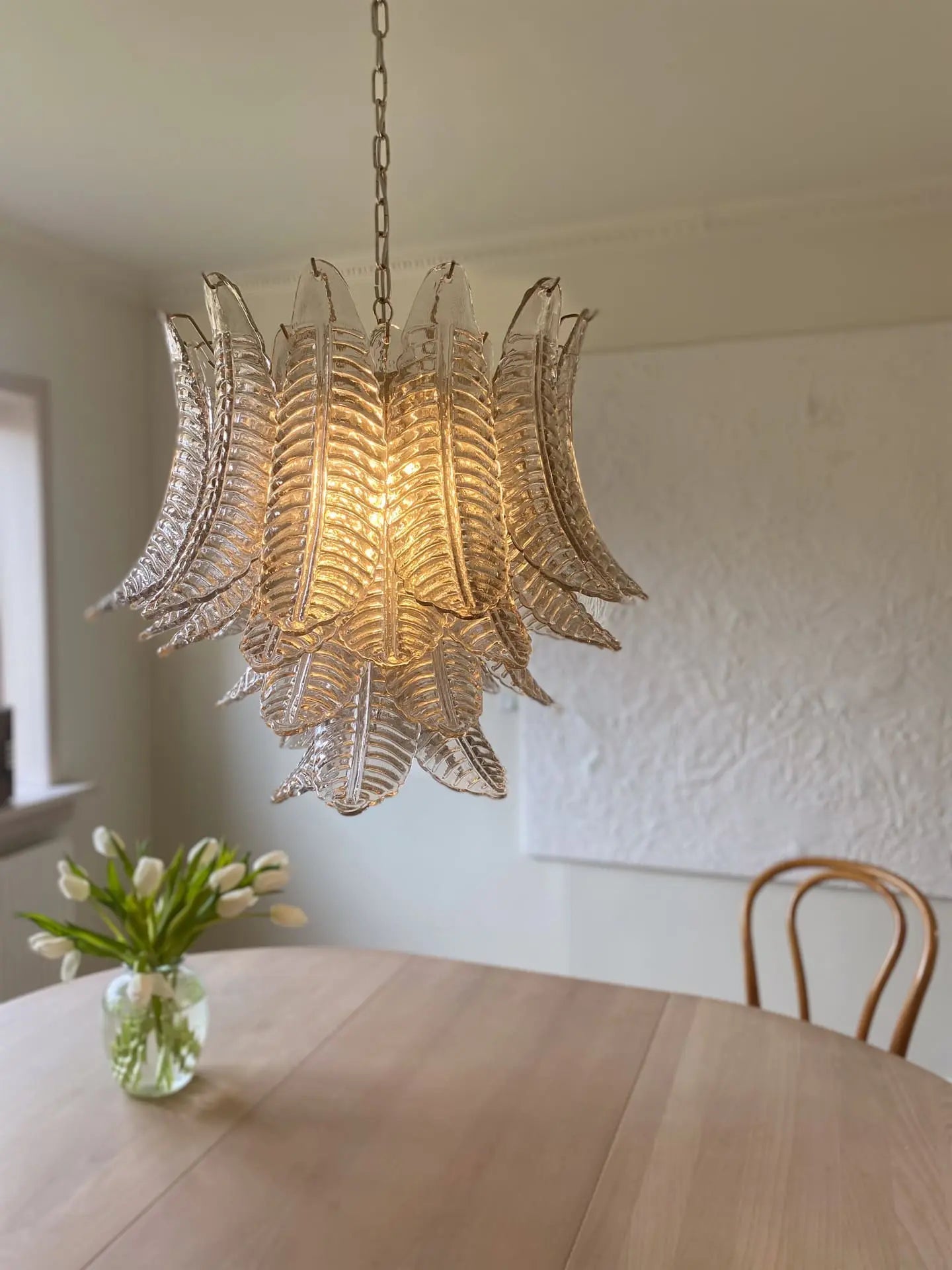 Murano Chandelier – 36 glass leaves – Smoked