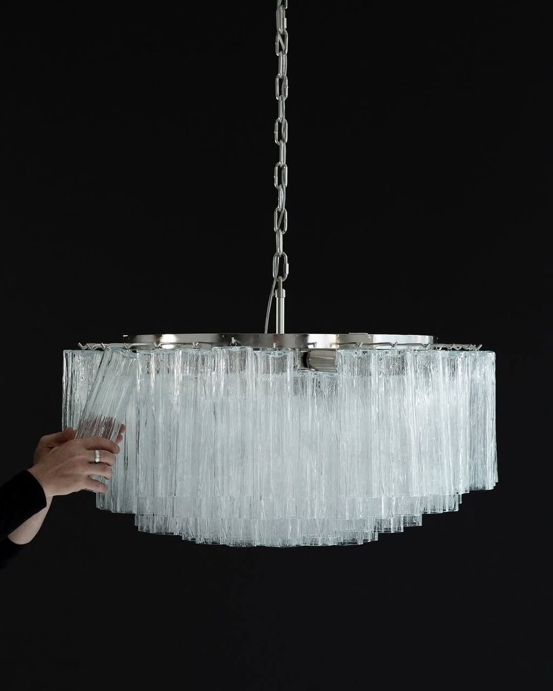 Murano Chandelier – 101 Tuber – Textured – Transparent