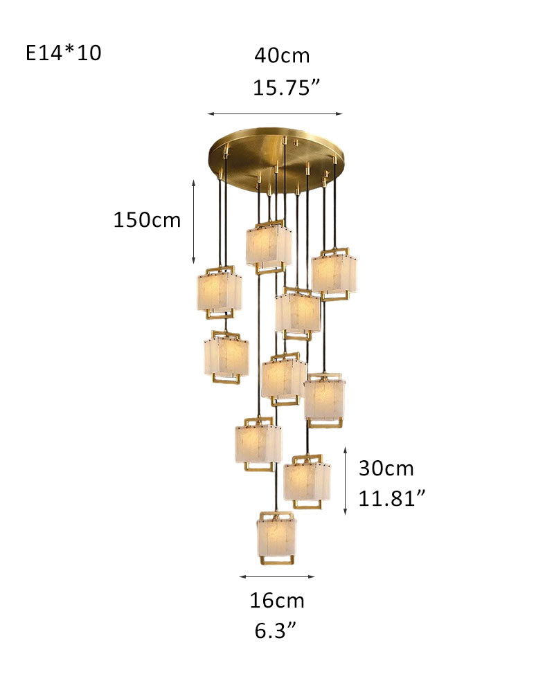 Elegant Cluster Alabaster Dome Suspension Light Lacquered Burnished Brass for hallway