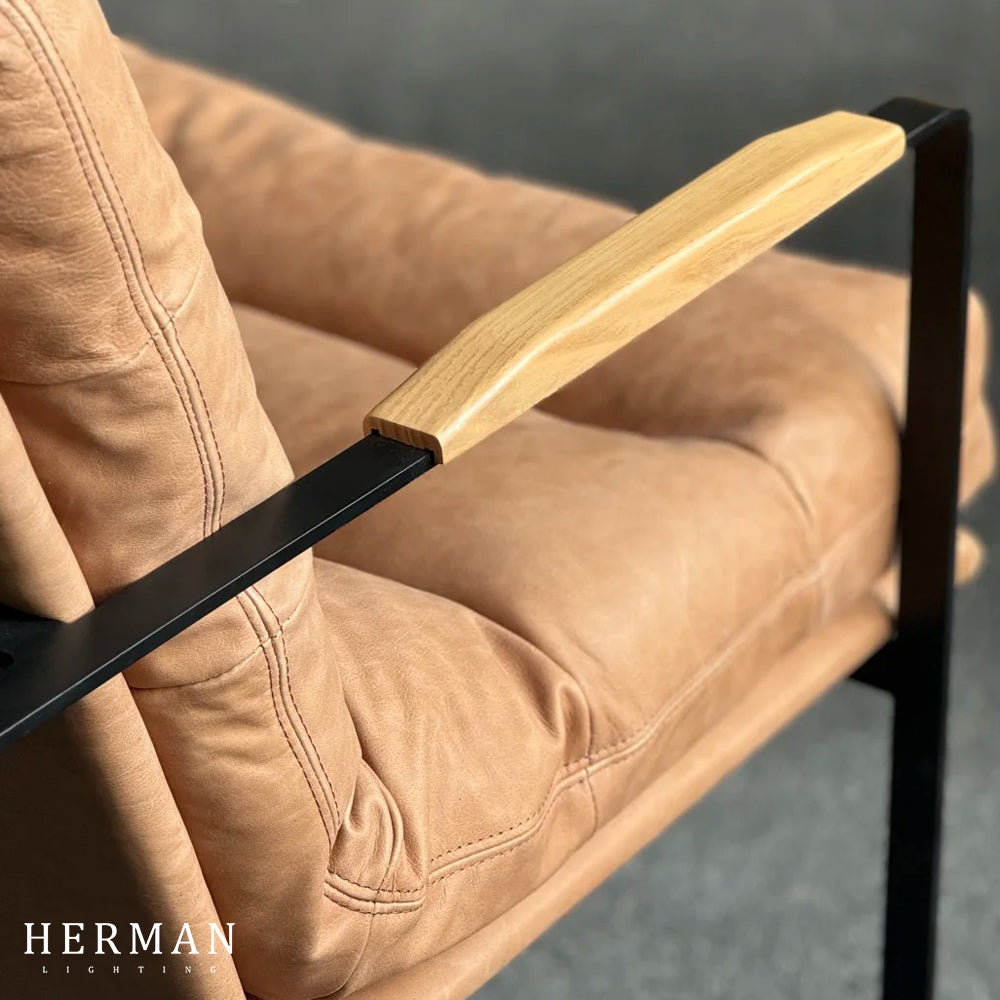 Art Leon Genuine Leather Accent Chair