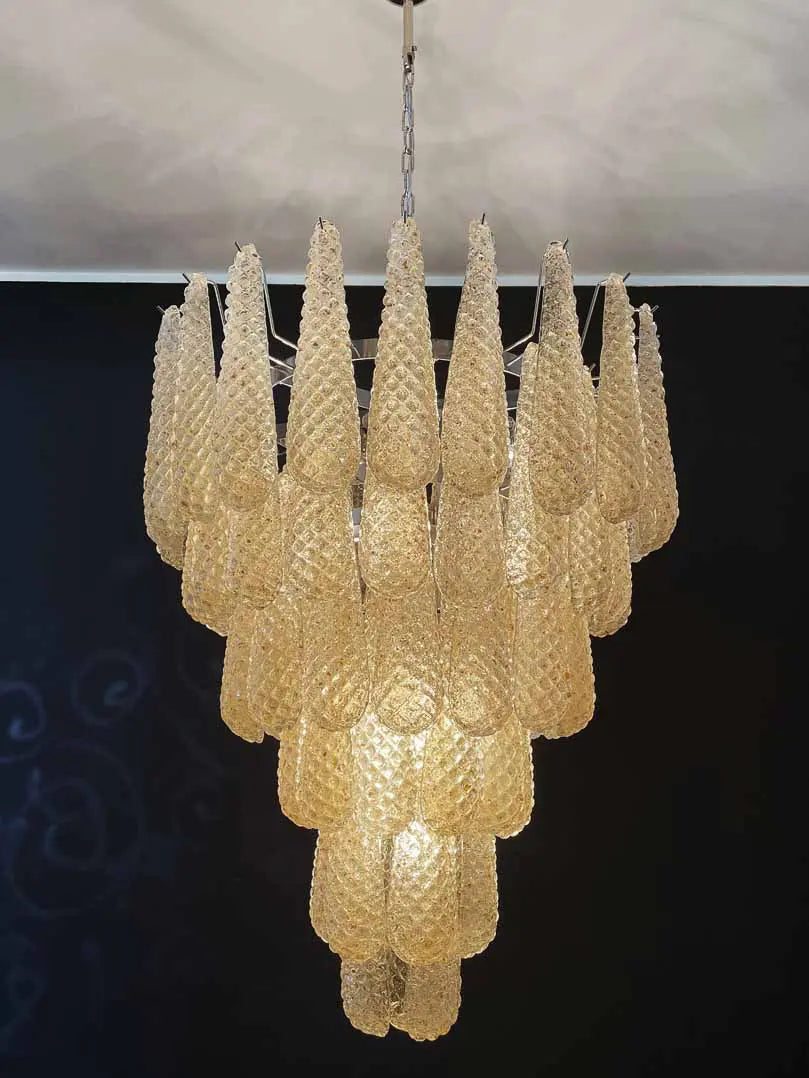 Murano Chandelier – Drop – 75 glasses – Amber
