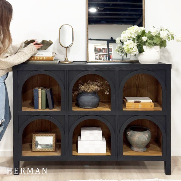 Hattie Arched Storage Cabinet  in Oak 60.75"W