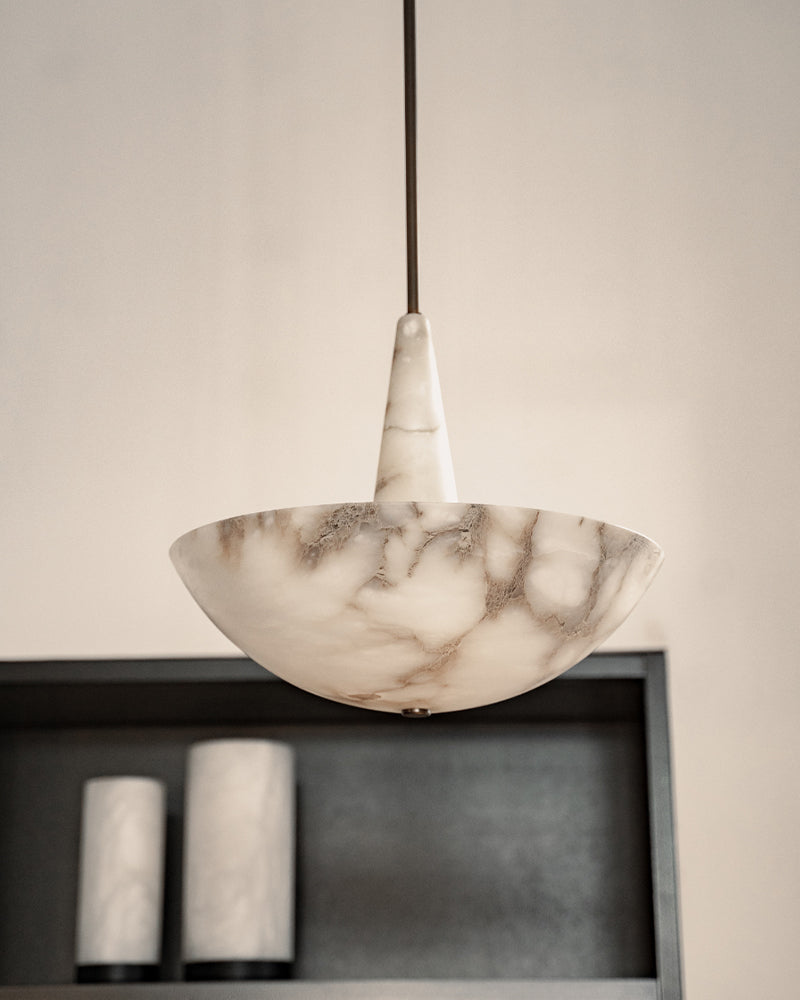 Domus Alabaster Round Bowl Ceiling Pendant Light 20in 28in