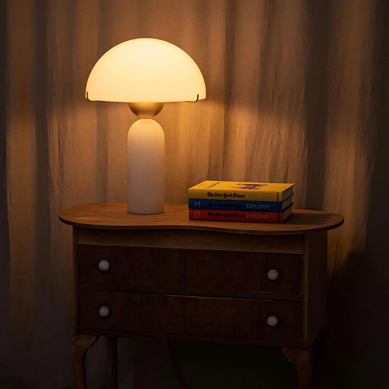 G9 Alabaster white marble table lamp Dia 12"