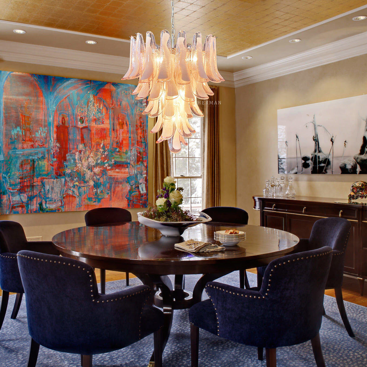 Murano Chandelier – 52 petals – Pink