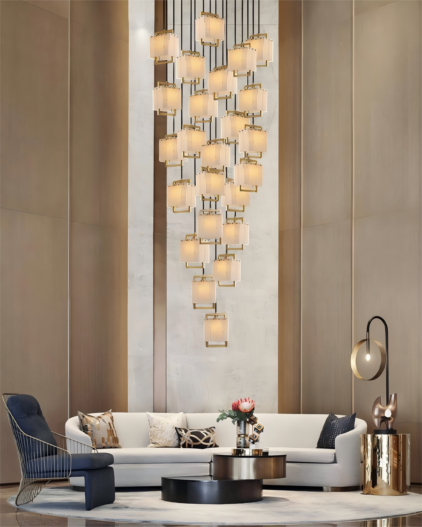 Elegant Cluster Alabaster Dome Suspension Light Lacquered Burnished Brass for hallway