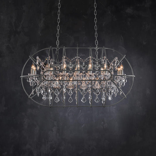 Gyro Crystal Rectangular Chandelier Natural